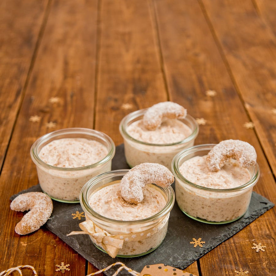 Vanillekipferl-Mousse Arbeitszeit 25 Min.Gesamtzeit 25 Min. 6 WECK-Sturzgläser à 165 ml