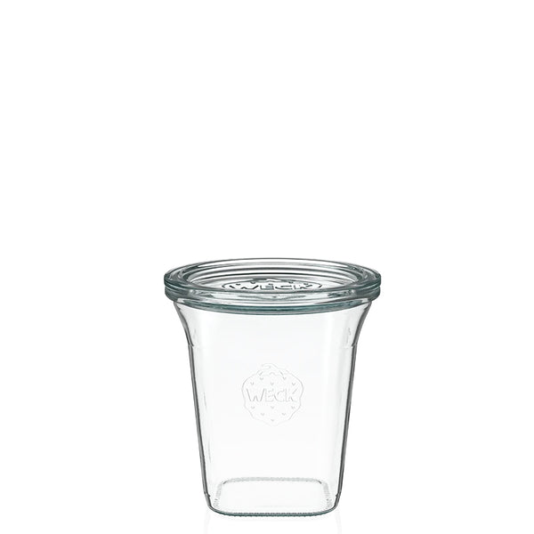 Barattolo in vetro quadrato 450 ml con coperchio in vetro (6 pz)